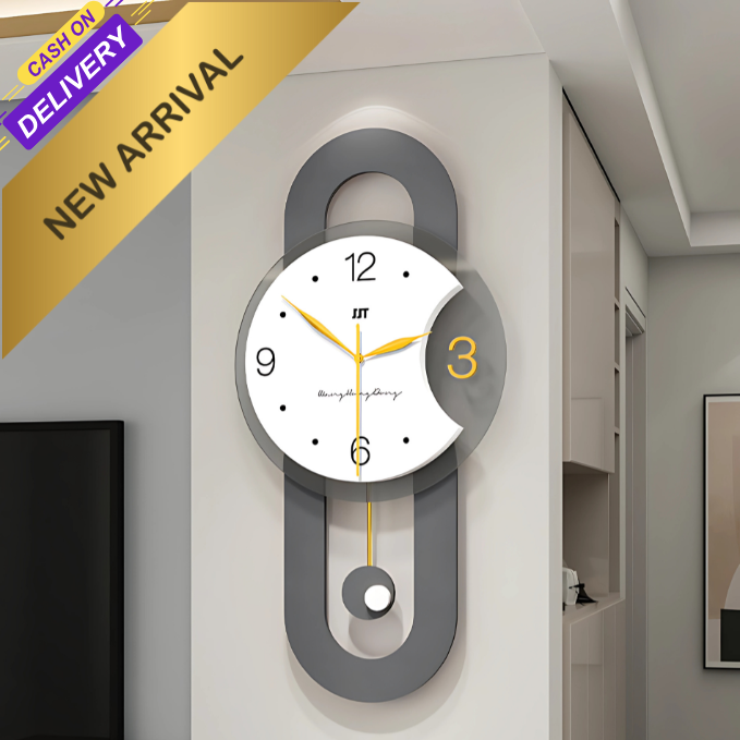 Wall Clock for Living Room Decor, Decorative Modern Pendulum Wall Clock for Bedroom/Kitchen/Office/Home